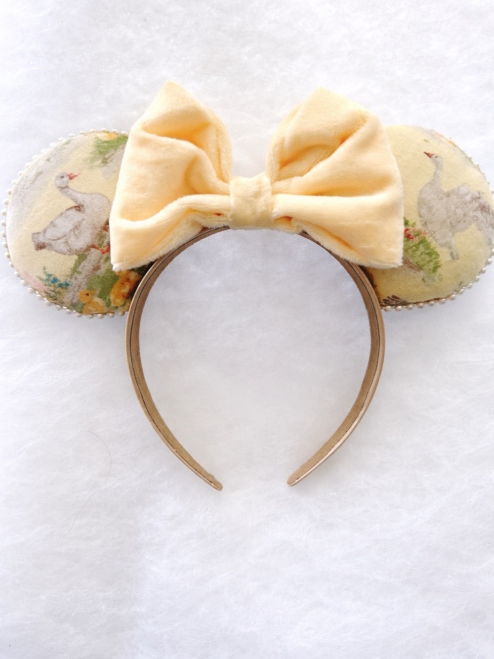 Duck Floral Minnie Ears Yellow Bow Disney Headband one silly goose birthday